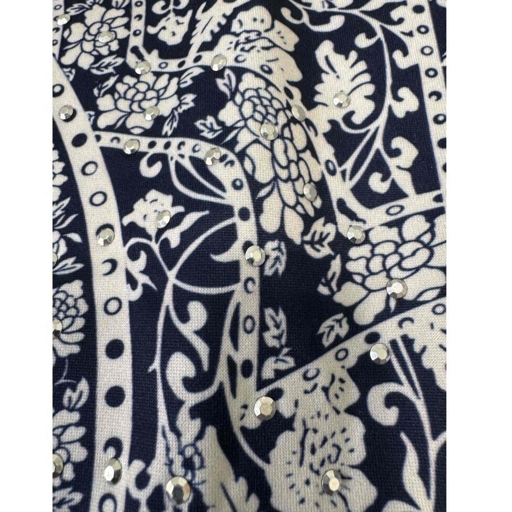 Metrowear Skirt Womens XL Petite Floral Elastic Waist Midi Silver Bling - Picture 2 of 8